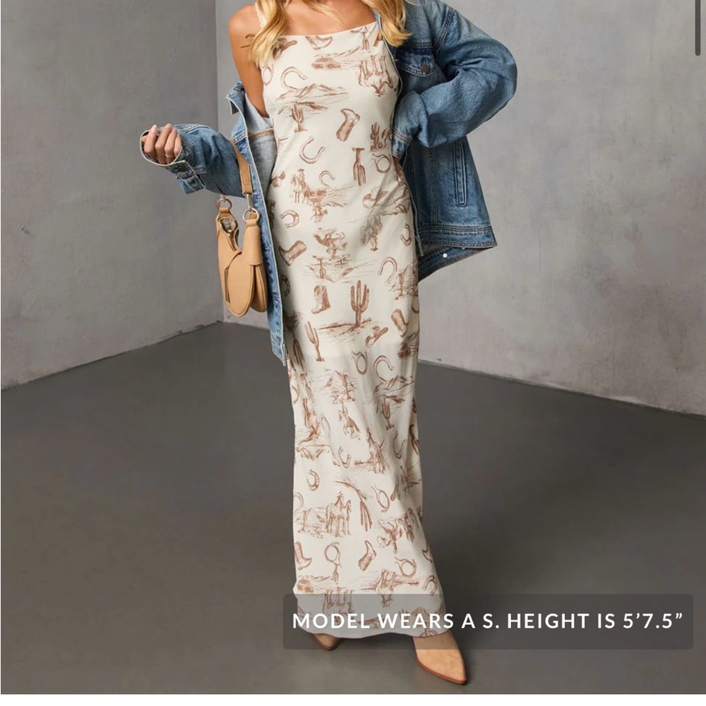 Vici Maxi Slip Dress with Western Print